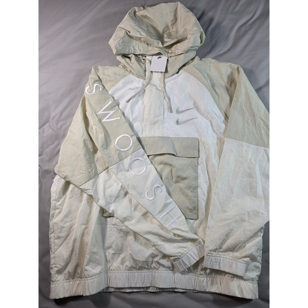 Nike Double Swoosh Anorak Jacket Men XXL 1/2 Zip Hooded Windbreaker Pullover NEW